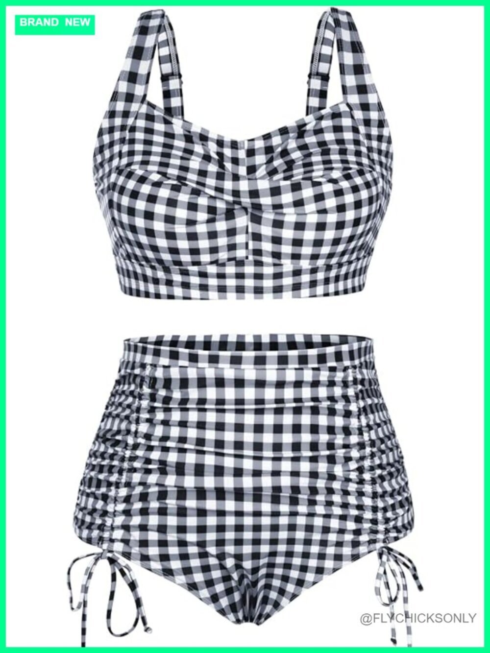 Plus Size Twist Front Bikini Set with High Waisted Ruched Bottom